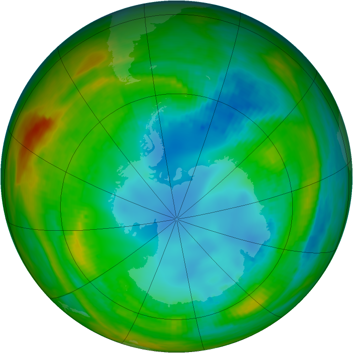 Antarctic ozone map for 06 August 1989